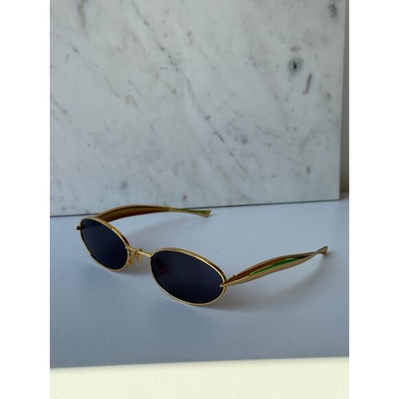 NEW Bottega Veneta BV1386S Gold Sardine Oval Sunglasses $655 main image 4